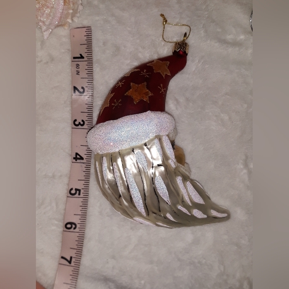 Vintage MIA Glass Christmas Ornament Crescent Moon Figural Santa Made in Poland - Picture 10 of 10